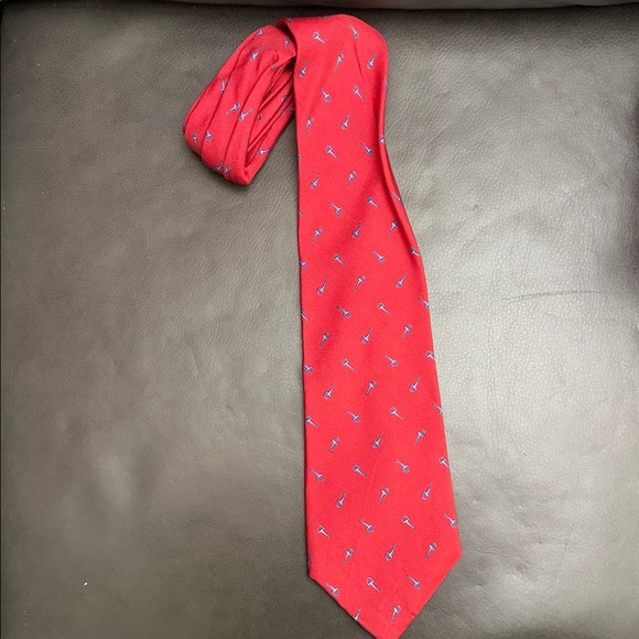 NWT Brooks Brothers Red Silk Necktie with Blue Accents